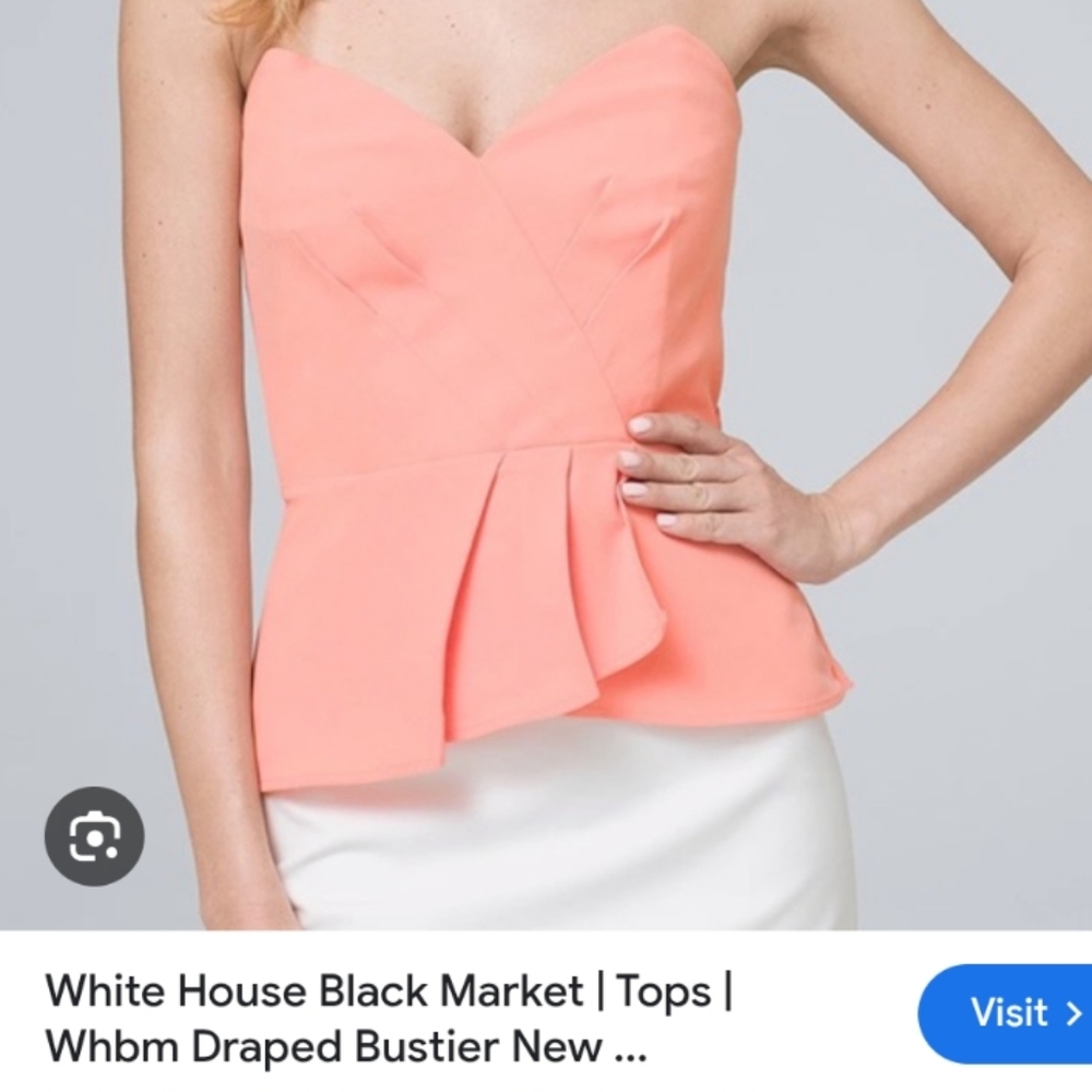 White House Black Market Peach Peplum Bustier Top, Sz. 6